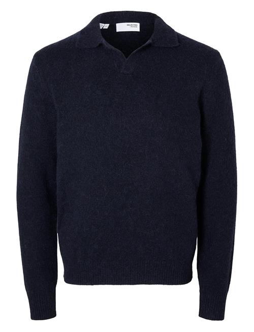 Slhrai Ls Knit Open Polo Selected Navy