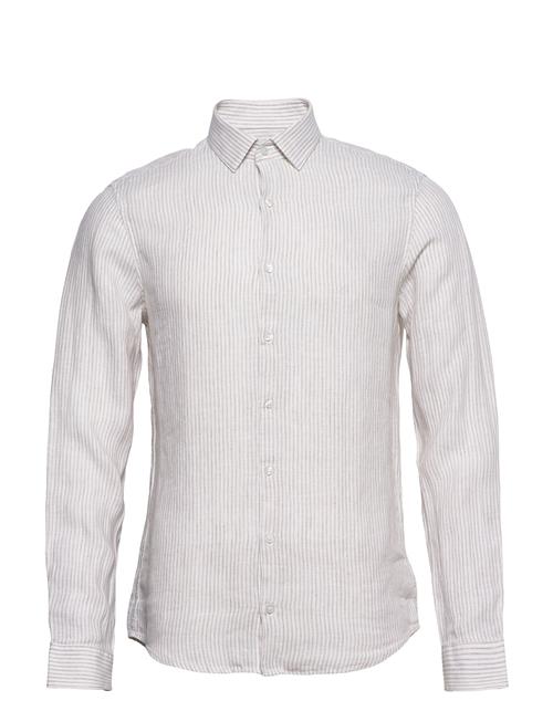 Linen Stripe Slim Shirt Calvin Klein White