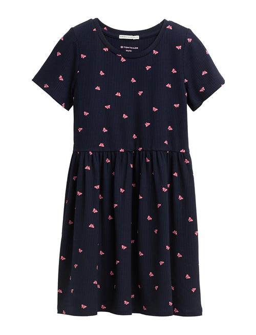 All Over Printed Rib Dress Tom Tailor Navy