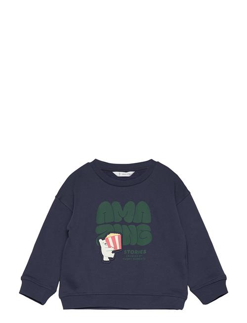 Printed Embossed Sweatshirt Mango Navy