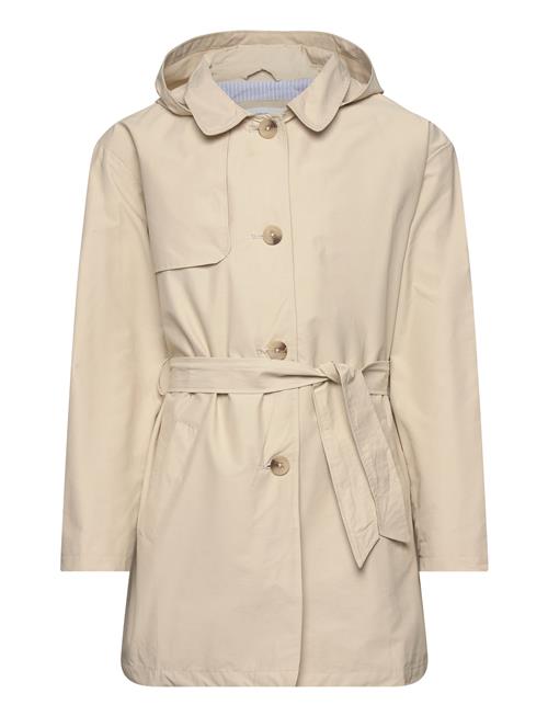 Short Hooded Trench Coat Mango Beige