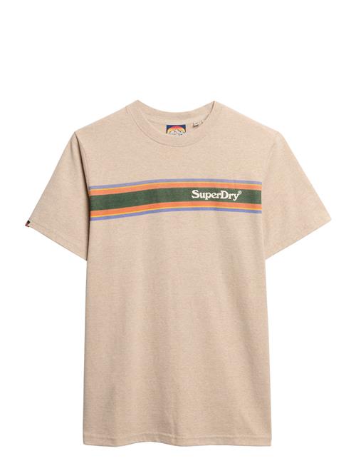 Venue Logo Stripe Relaxed Tee Superdry Beige