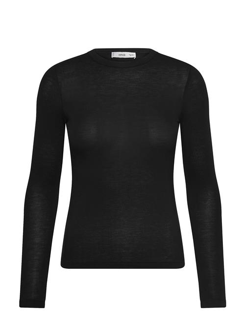 Long-Sleeved Fitted T-Shirt Mango Black