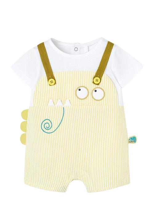 Poplin Play Suit Striped Boboli Yellow