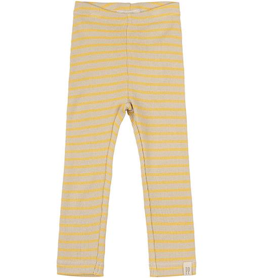 Petit Piao Leggings - Rib - Modal Striped - Yellow Sun/Dark Off