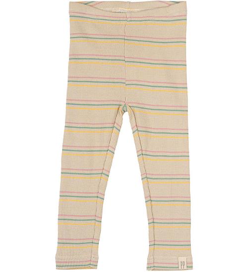 Petit Piao Leggings Rib - Modal Multi Striped - Bright Rose