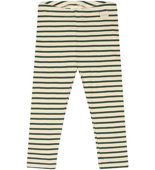 Petit Piao Leggings - Rib - Modal - Emerald green/dark Off White