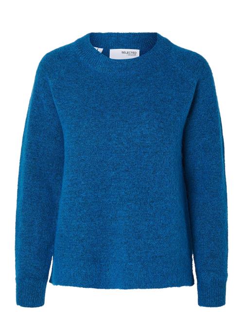 Slflulu Ls Knit O-Neck Noos Selected Femme Blue