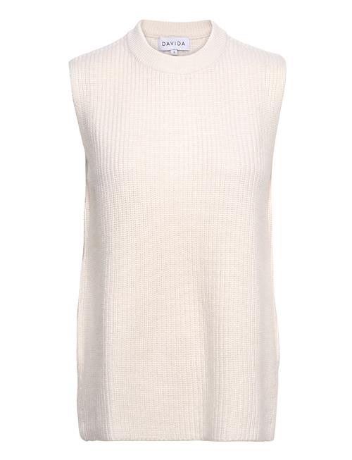 Rib O-Neck Long Vest Davida Cashmere White