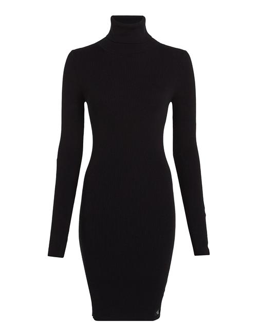 Woven Label Tight Sweater Dress Calvin Klein Jeans Black