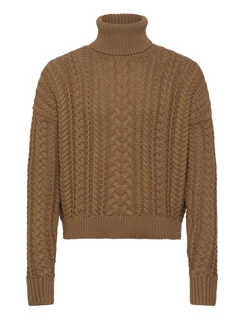 Cable-Knit Cotton-Blend Turtleneck Lauren Ralph Lauren Khaki