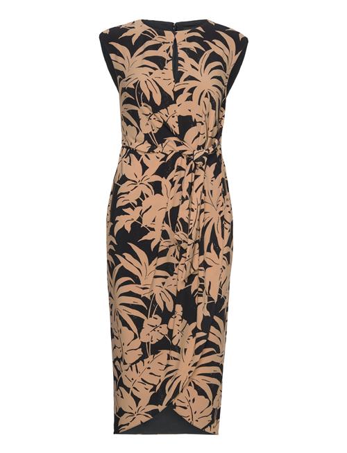 Palm Frond-Print Jersey Tie-Front Dress Lauren Ralph Lauren Black