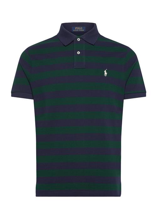 Custom Slim Fit Striped Mesh Polo Shirt Polo Ralph Lauren Navy