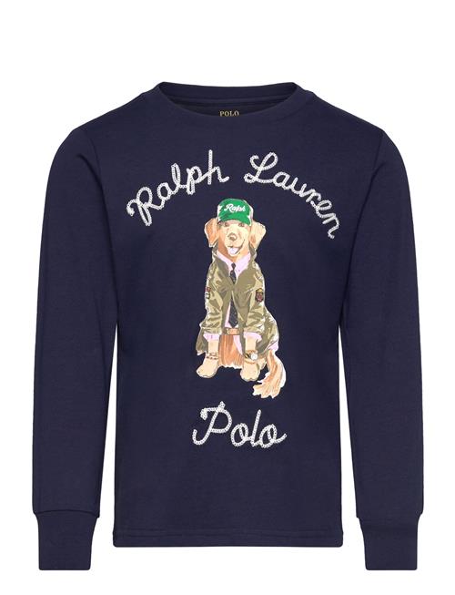 Dog-Print Cotton Long-Sleeve Tee Ralph Lauren Kids Navy