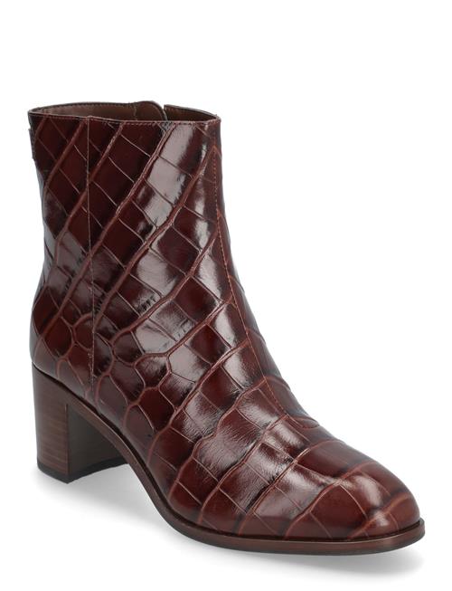 Cassie Crocodile-Embossed Leather Bootie Lauren Ralph Lauren Brown