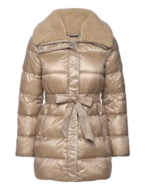 Faux-Shearling-Trim Belted Down Coat Lauren Ralph Lauren Beige