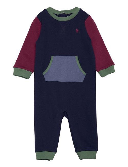 Color-Blocked Fleece Coverall Ralph Lauren Baby Navy