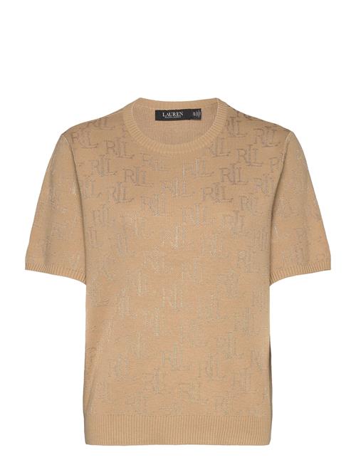 Monogram Jacquard Short-Sleeve Sweater Lauren Ralph Lauren Beige