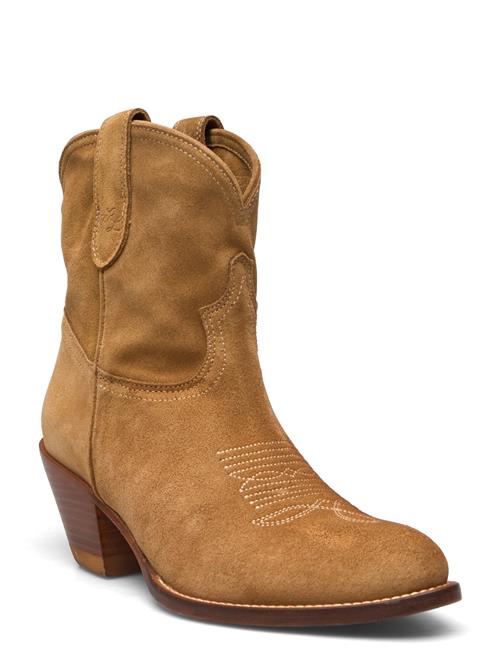 Calfskin Suede Western Boot Polo Ralph Lauren Brown