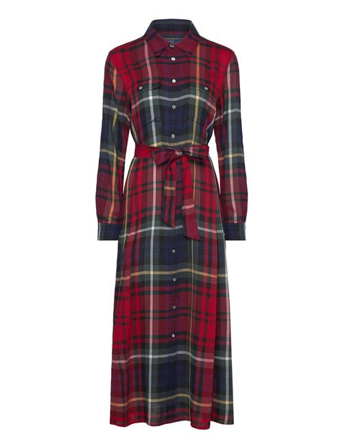 Belted Plaid Cotton-Blend Dress Polo Ralph Lauren Red