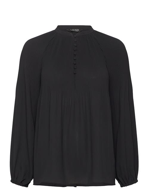 Pleated Georgette Blouse Lauren Ralph Lauren Black