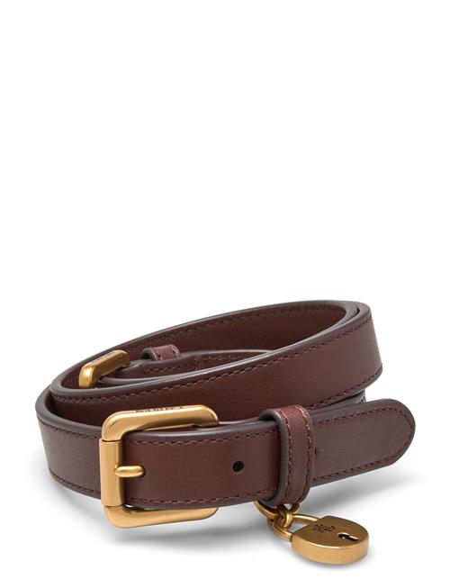 Leather Double-Buckle Skinny Belt Lauren Ralph Lauren Brown