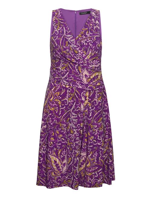 Print Surplice Jersey Sleeveless Dress Lauren Ralph Lauren Purple