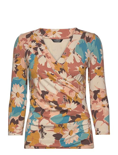 Floral Jersey Surplice Top Lauren Ralph Lauren Brown