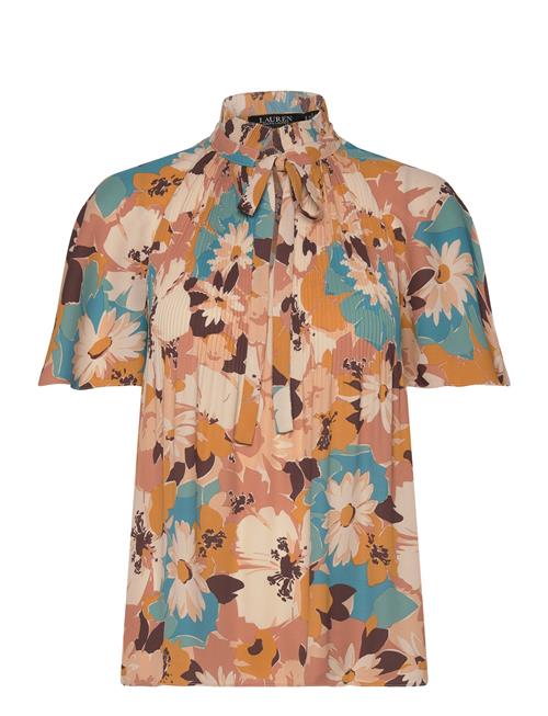 Floral Pleated Georgette Blouse Lauren Ralph Lauren Brown