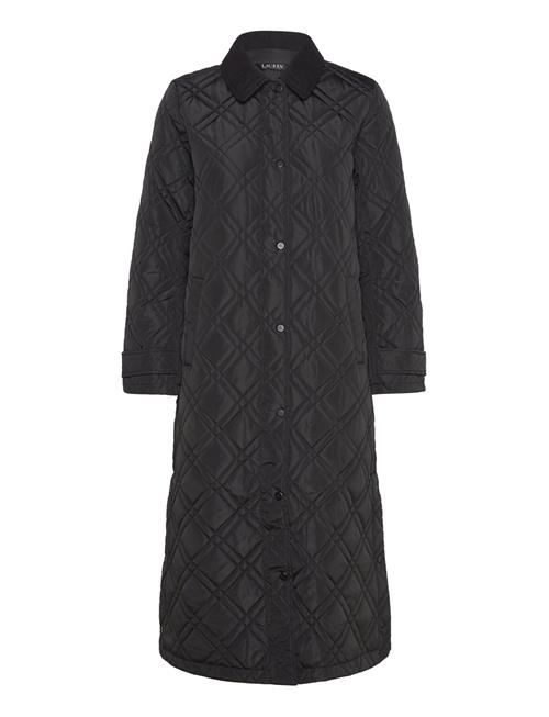 Corduroy-Trim Diamond Quilted Maxi Coat Lauren Ralph Lauren Black