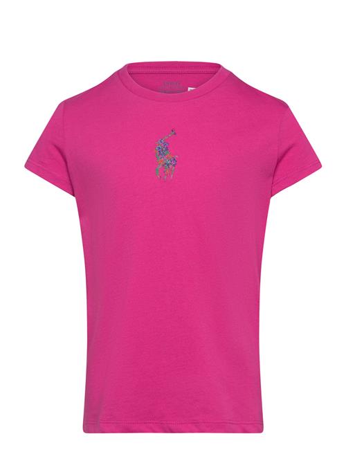 Floral Big Pony Cotton Jersey Tee Ralph Lauren Kids Pink