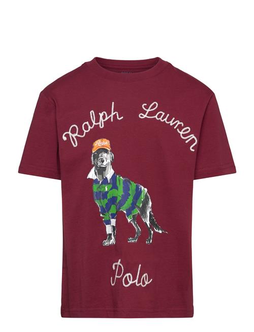 Dog-Print Cotton Jersey Tee Ralph Lauren Kids Burgundy