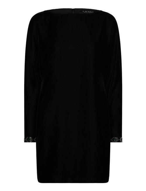 Beaded-Trim Velvet Cocktail Dress Lauren Ralph Lauren Black