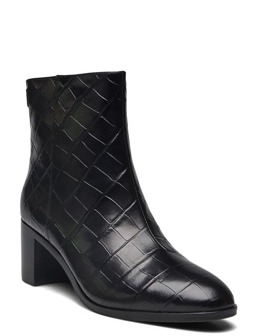 Cassie Crocodile-Embossed Leather Bootie Lauren Ralph Lauren Black