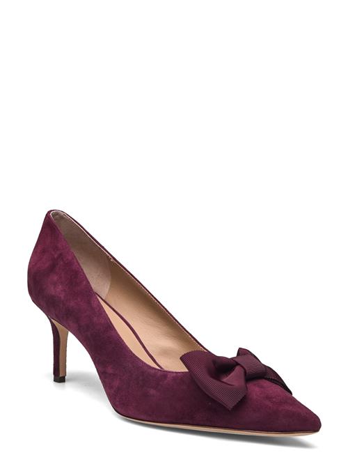 Lanette Bow-Trim Suede Pump Lauren Ralph Lauren Burgundy