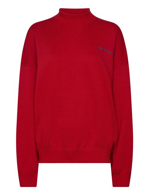 Logo Fleece Mockneck Polo Ralph Lauren Red