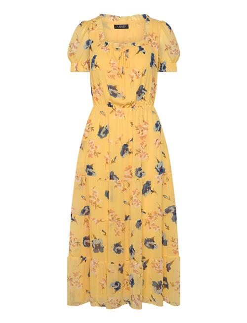 Floral Georgette Puff-Sleeve Midi Dress Lauren Ralph Lauren Yellow