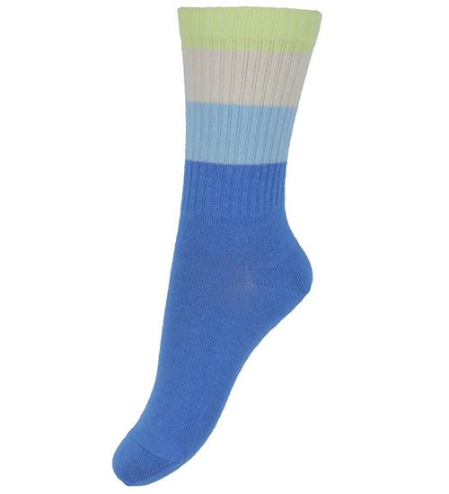 Melton Strømper - Wide Stripes - Super Sonic Blue