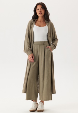 Happy Holly Linen Shirt Dress Khaki green 32/34