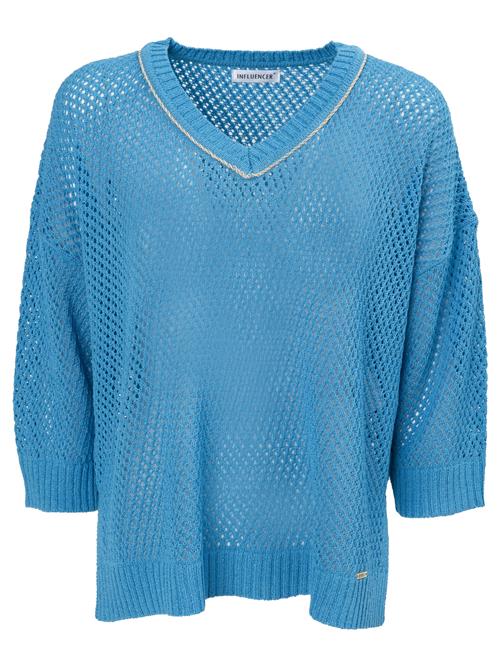 Influencer Pullover  ecru / cyanblå