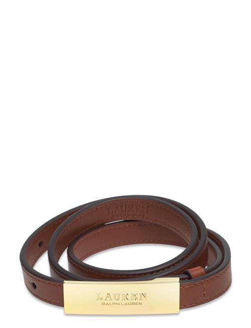 Logo Leather Skinny Belt Lauren Ralph Lauren Brown