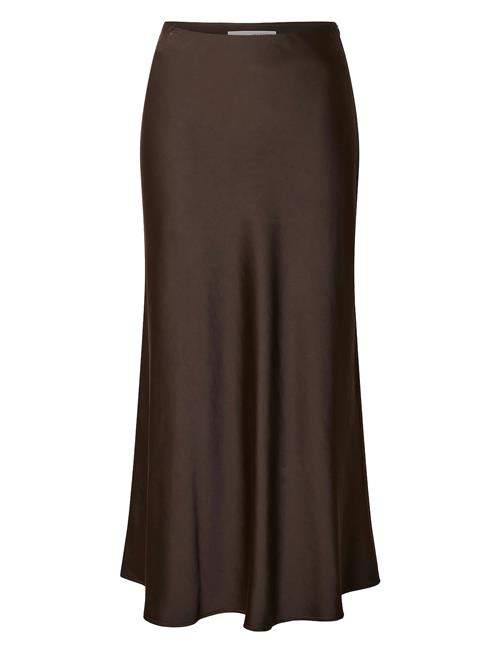 Slflena Hw Midi Skirt Noos Selected Femme Brown