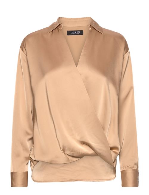 Satin Charmeuse Surplice Blouse Lauren Ralph Lauren Beige