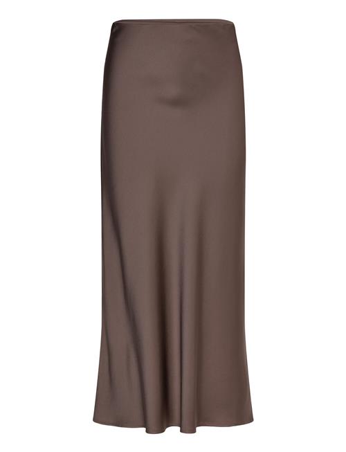 Aubree Satin Midi Skirt Malina Brown