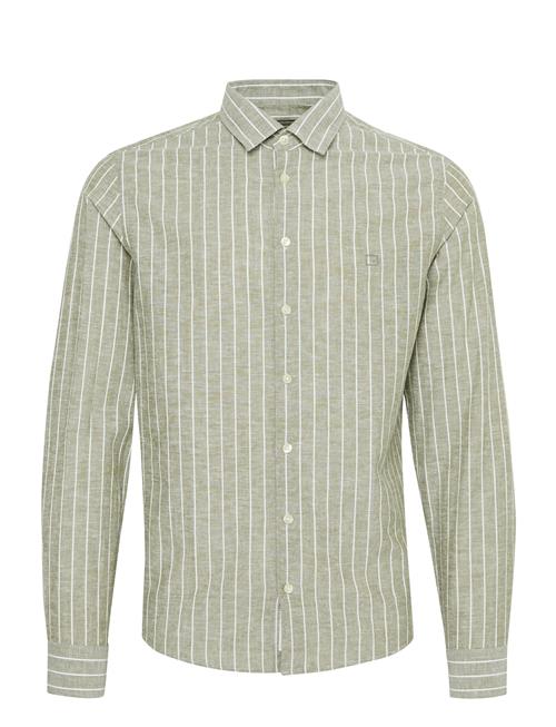 Cfandré Ls Wide Stripe Linen Mix Sh Casual Friday Green