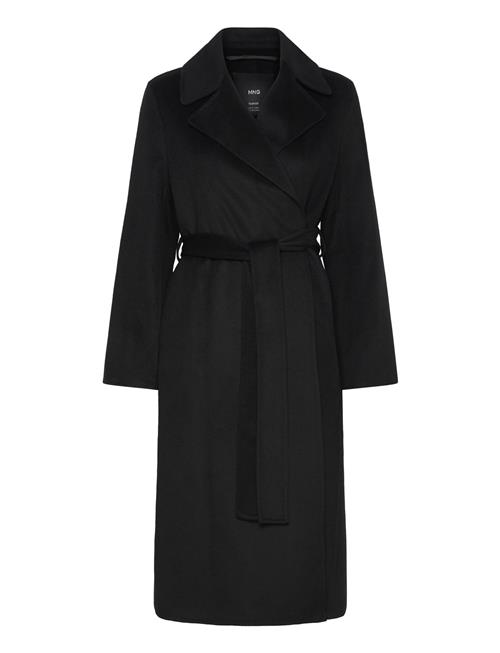 Wool Coat With Handmade Belt Mango Black