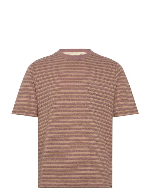 Akkikki Cot/Linen Stripe Tee Anerkjendt Brown