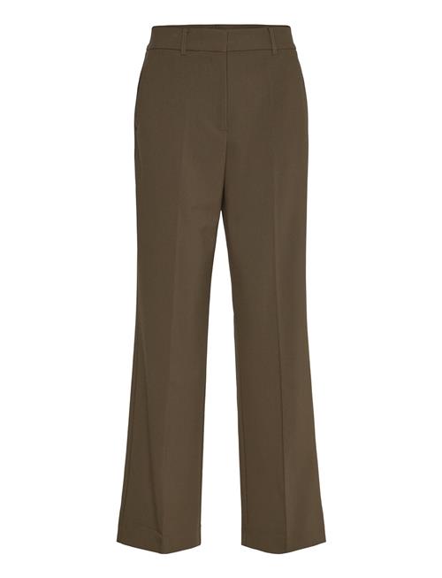 Straight Mid-Rise Trousers Mango Khaki