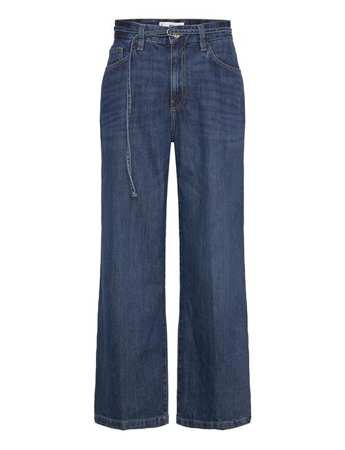 Wideleg Jeans With Belt Mango Blue