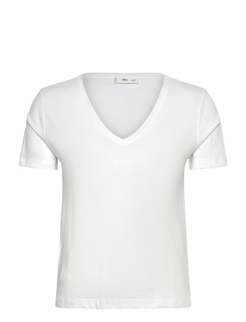 V-Neck Cotton T-Shirt Mango White